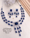2170 AD Party Wear Designer Diamond Silver Necklace Set Wholesale Online

